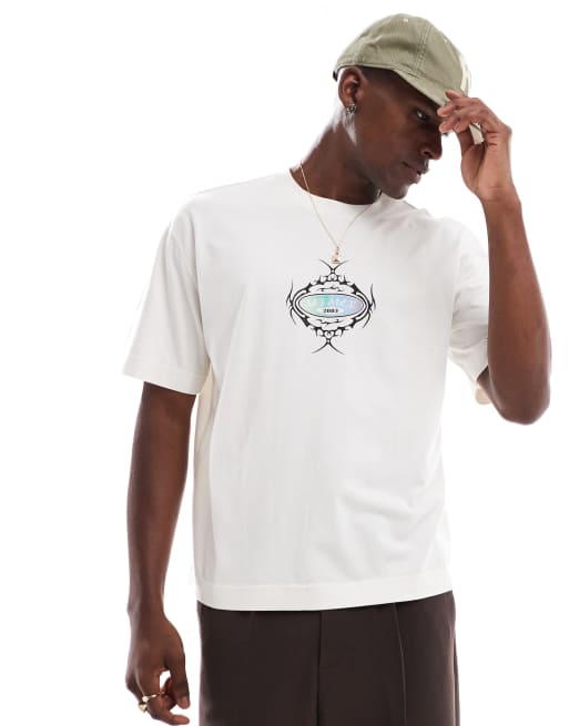 Hollister boxy cropped front graphic t-shirt in white