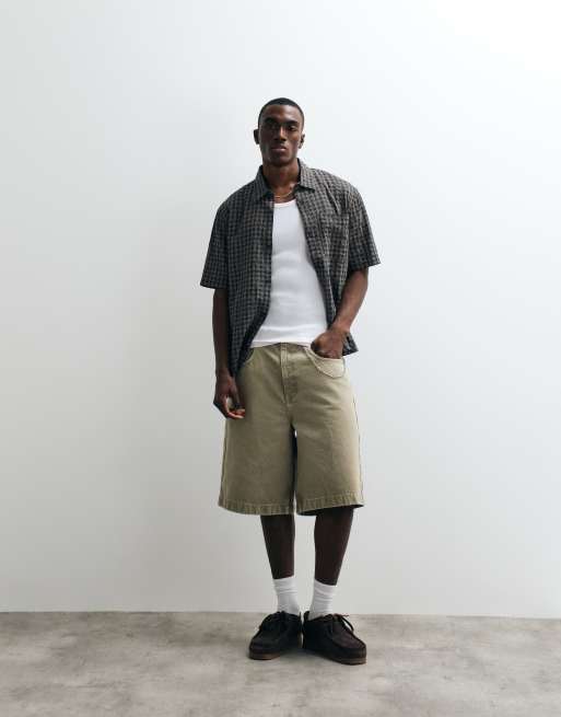 Green Light in Shirt Sleeve Short Check Cropped SHIRT SHORT BOX CUT-OFF CHECK Name. トップス | AU Hallensteins トップス