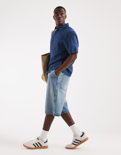 Hollister boxy cropped short sleeve shirt in navy, 2 of 5