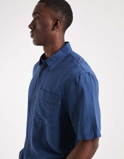 Hollister boxy cropped short sleeve shirt in navy, 4 of 5