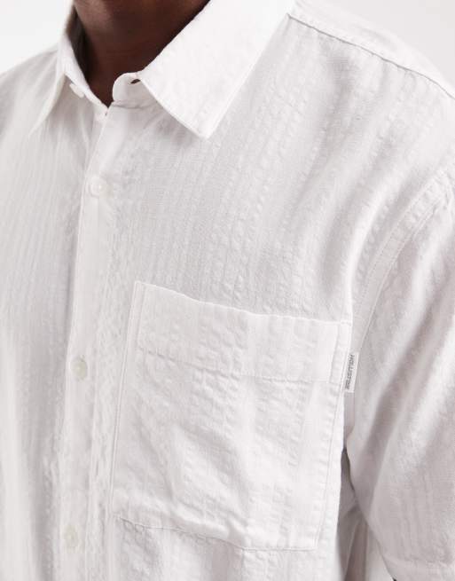 Hollister boxy cropped short sleeve shirt in white stripes, 3 of 5