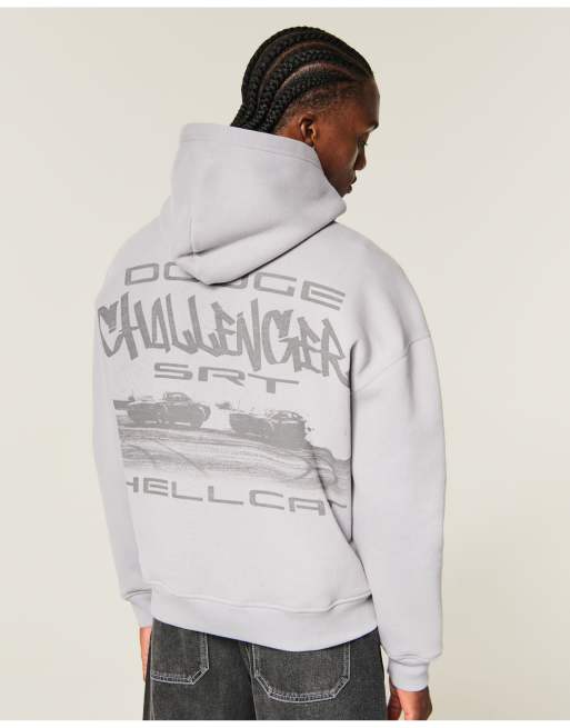 Hollister Boxy dodge challenger graphic hoodie in gray