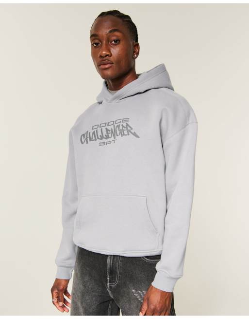 Hollister Boxy dodge challenger graphic hoodie in gray, 2 of 4