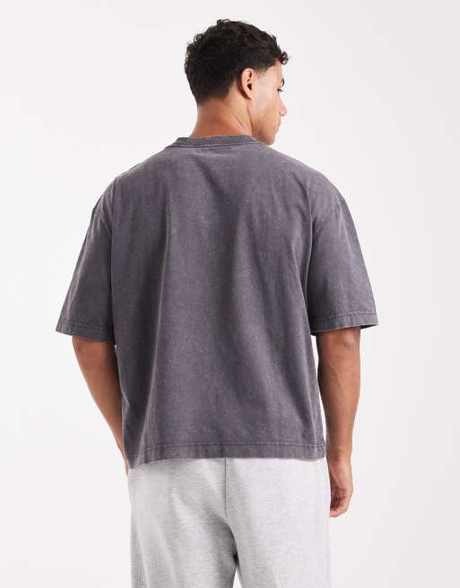 Hollister boxy fit cropped t-shirt in washed gray, 3 of 5