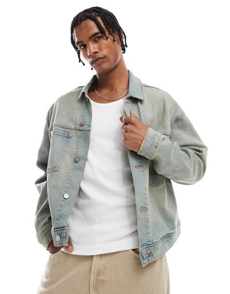 Hollister boxy fit denim jacket in grey wash - view 1