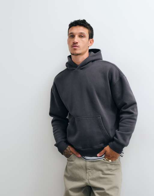 Hollister boxy fit hoodie in donkergrijs, 1 van 5