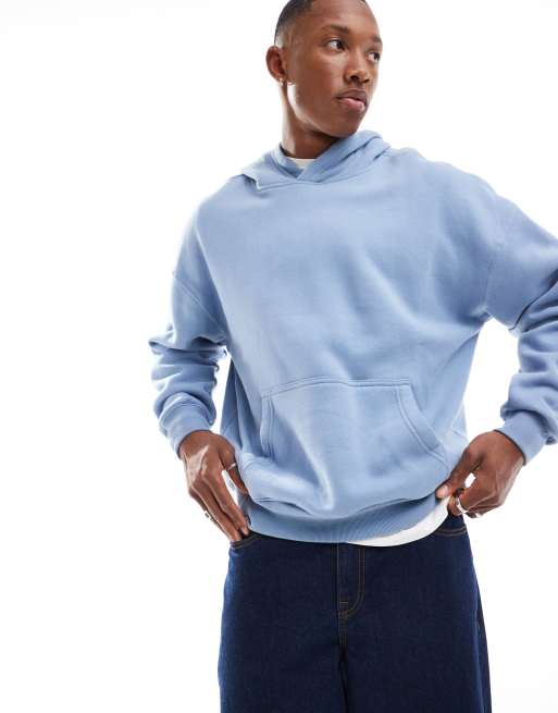 Hollister boxy fit hoodie in faded blue ASOS