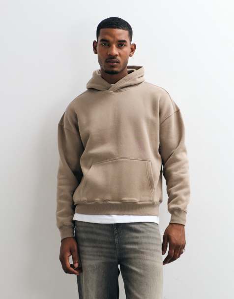 Hollister boxy fit hoodie in lichtbruin - view 1