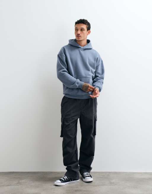 Hollister boxy fit hoodie in light blue, 4 of 5