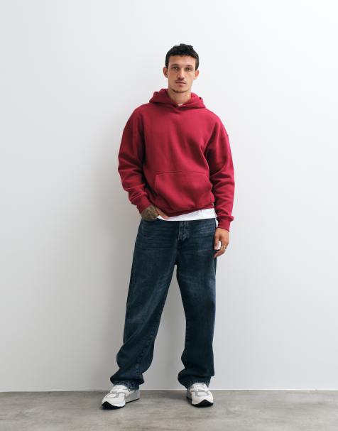 Hollister boxy fit hættetrøje i berry - view 1