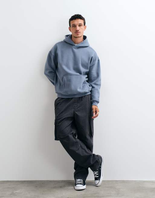 Hollister boxy fit hættetrøje i lyseblå, 2 af 5
