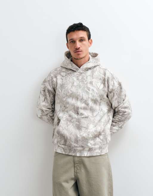 Hollister boxy fit hættetrøje med lysegråt camo-print