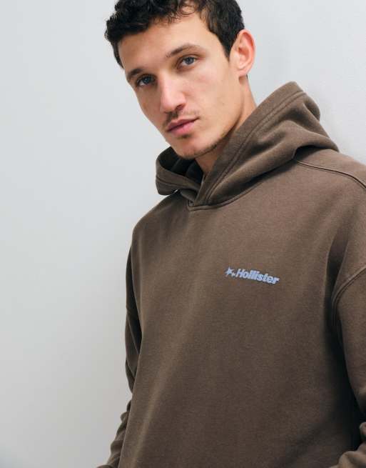 Hollister boxy fit logo hoodie in brown, 5 of 5
