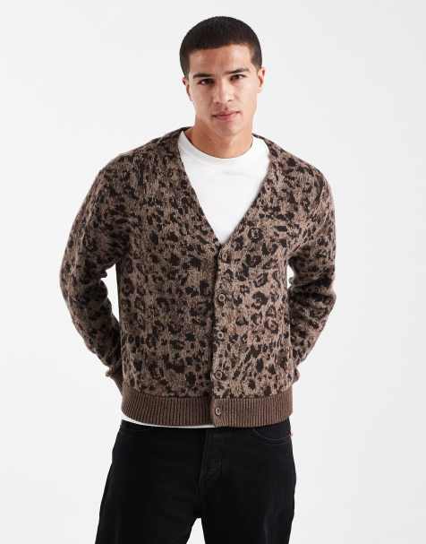 Hollister boxy fit long sleeve cardigan in leopard print - view 1