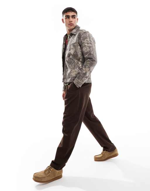 Dress Shirt Denim Jacket With Camo Pants Camo Print Denim Jacket