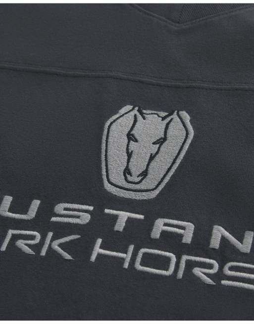 Hollister Boxy ford mustang dark horse graphic tee in charcoal, 4 of 4