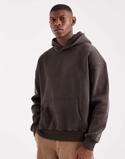 Hollister boxy front pocket hoodie in brown - view 1