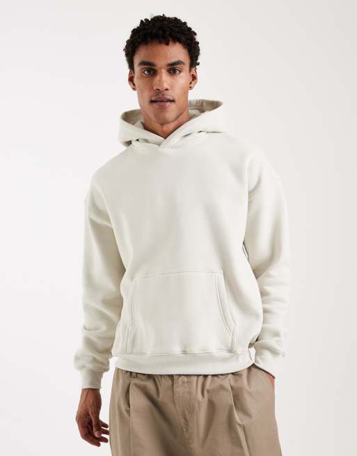 Hollister boxy front pocket hoodie in cream