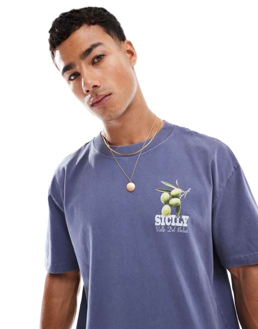 Hollister boxy fruit motif t-shirt in blue