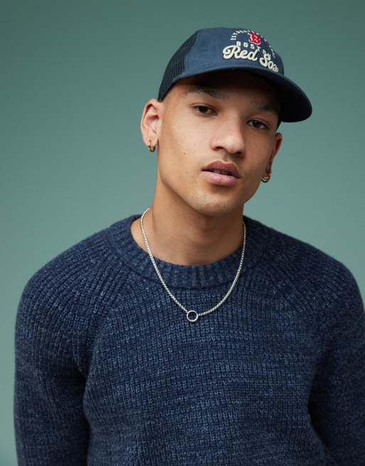Hollister Boxy gebreide trui met textuur en space dye in donkerblauw ASOS