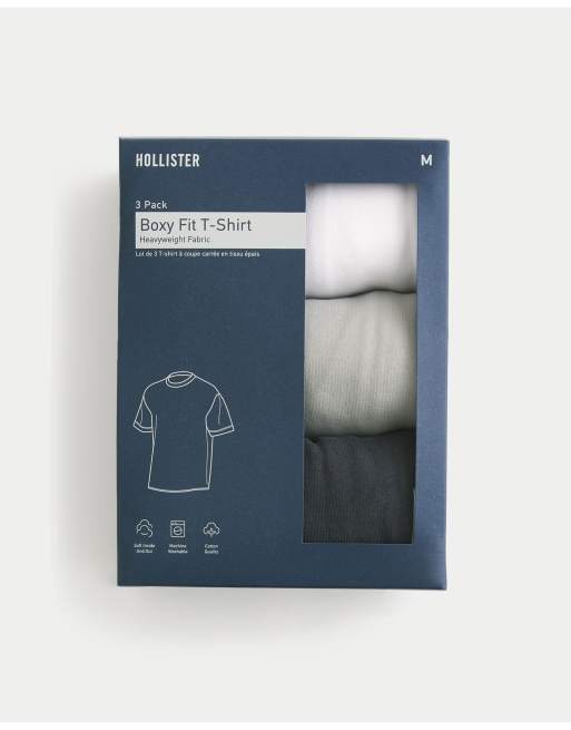 Hollister Boxy heavyweight crew t-shirt 3-pack in multi, 2 of 2