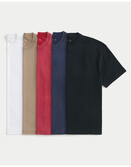 Hollister Boxy heavyweight crew t-shirt 5-pack in multi