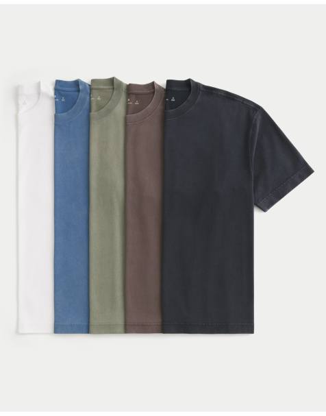 Hollister Boxy heavyweight crew t-shirt 5-pack in multi - view 1