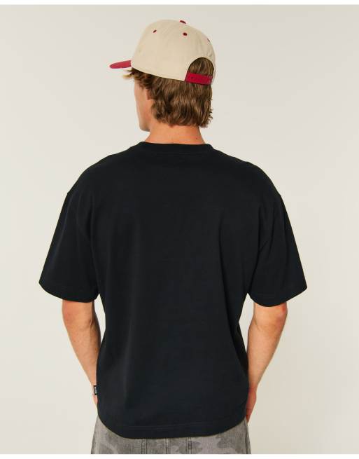 Hollister Boxy heavyweight crew t-shirt in black, 3 of 4