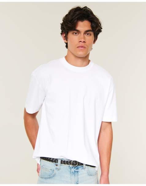 Hollister Boxy heavyweight crew t-shirt in white - view 1