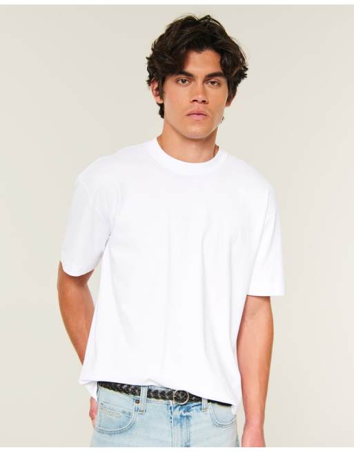 Hollister Boxy heavyweight crew t-shirt in white