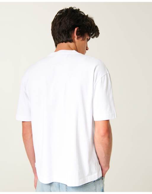 Hollister Boxy heavyweight crew t-shirt in white, 3 of 4