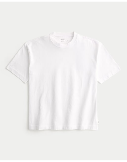 Hollister Boxy heavyweight crew t-shirt in white, 4 of 4