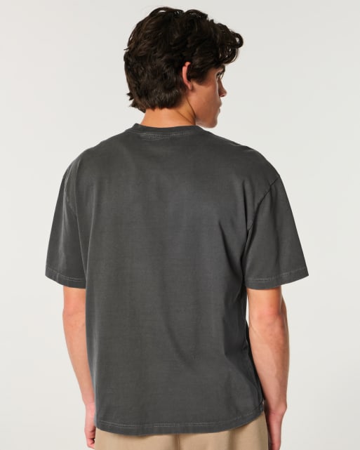 Hollister Boxy heavyweight no fear graphic tee in black, 2 of 3