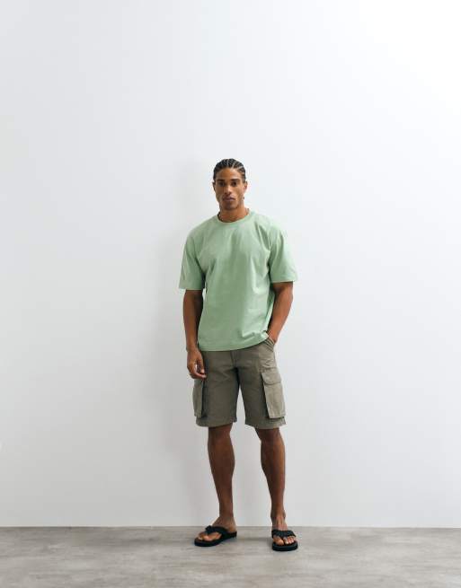 Hollister boxy heavyweight t-shirt in green, 3 of 5