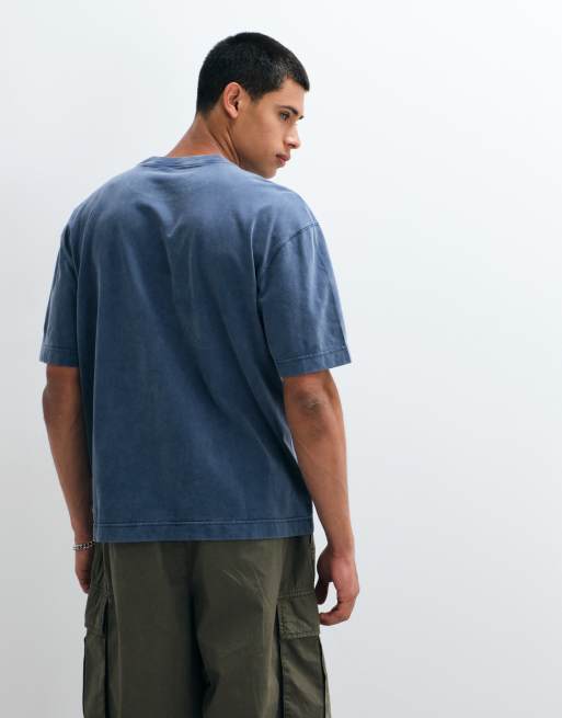 Hollister boxy heavyweight t-shirt in navy, 5 of 5