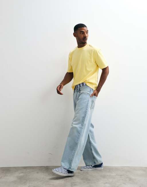 Hollister boxy heavyweight t-shirt in yellow