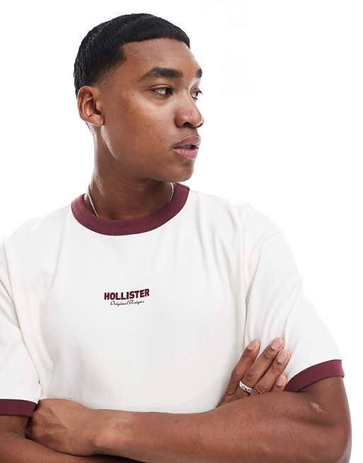 Hollister boxy high neck logo t-shirt with contrast binding Hollister boxy high neck logo t-shirt with contrast binding