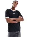 [Hollister] Hollister boxy high neck logo t-shirt with contrast binding in black M BLACK