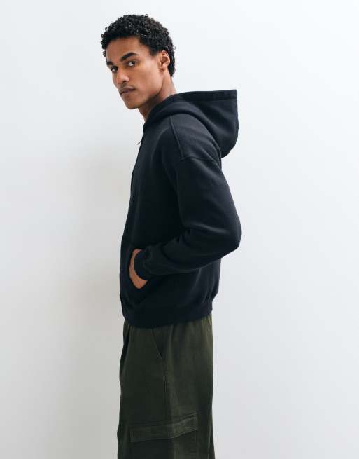 Hollister - Boxy hoodie met rits in zwart, 2 van 5