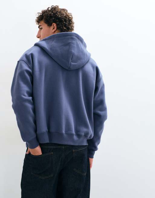 Hollister boxy hættetrøje med lynlås i navy, 5 af 9