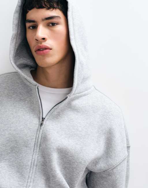 Hollister boxy Kapuzenpullover mit Reißverschluss in Hellgrau, 3 von 5