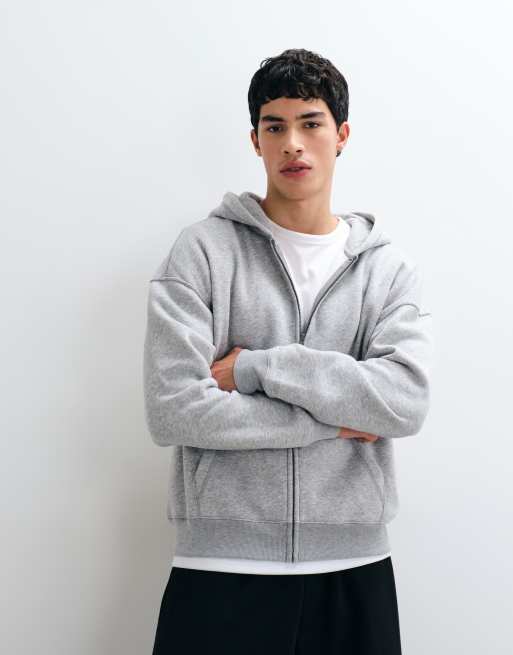 Hollister boxy Kapuzenpullover mit Reißverschluss in Hellgrau, 5 von 5