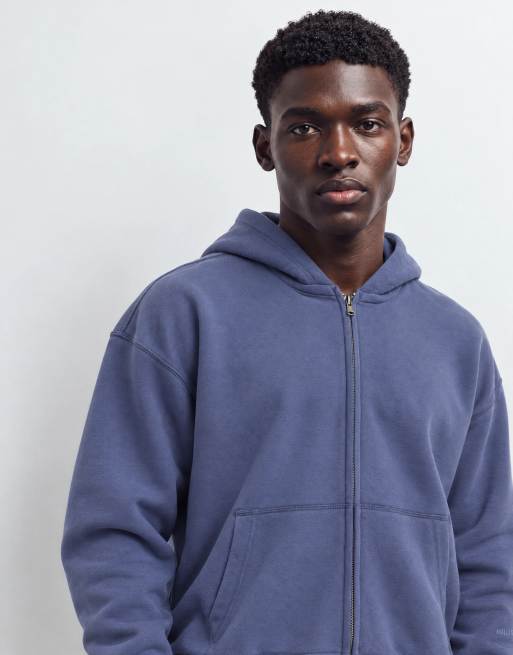 Hollister boxy Kapuzenpullover mit Reißverschluss in Marineblau, 9 von 9