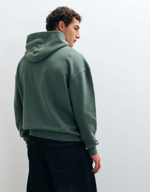 Hollister boxy Kapuzenpullover zum Überziehen in grünem Acid-Wash, 5 von 9