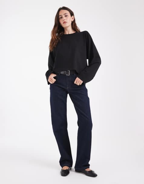 Hollister boxy langærmet T-shirt i sort - view 1