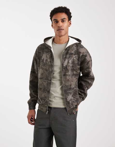 Hollister boxy lined zip through hoodie in camo - view 1