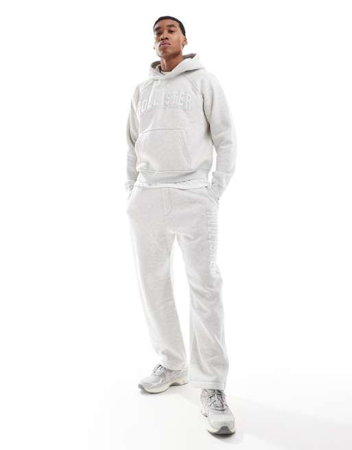 Hollister boxy logo motif hoodie co ord in grey