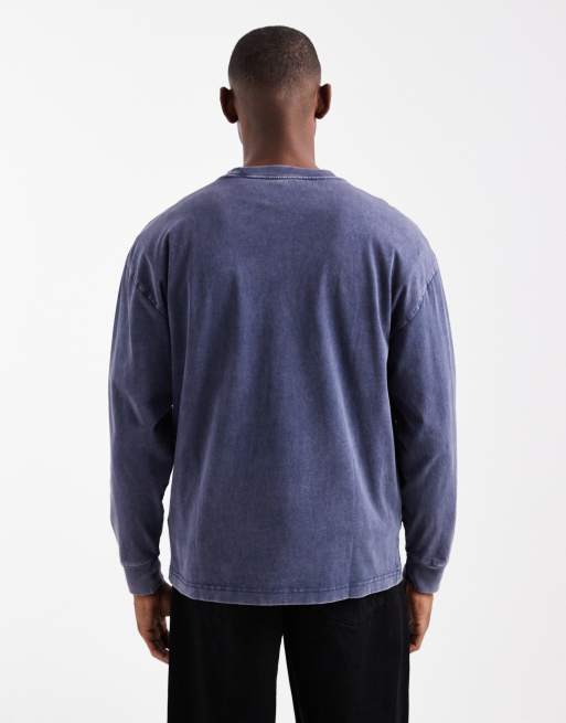 Hollister boxy long sleeve collegiate t-shirt in blue, 3 of 5