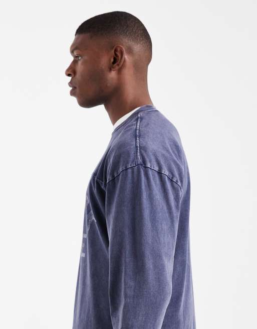 Hollister boxy long sleeve collegiate t-shirt in blue, 4 of 5