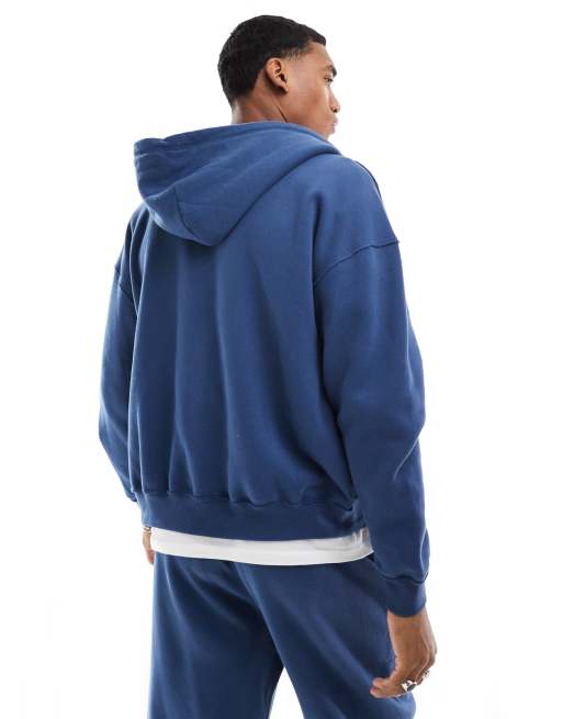 Hollister boxy mini logo motif hoodie co ord in navy